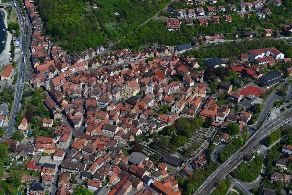 Luftaufnahme Marktbreit - Stadtzentrum im Innenstadtbereich in Marktbreit im Bundesland Bayern, Deutschland