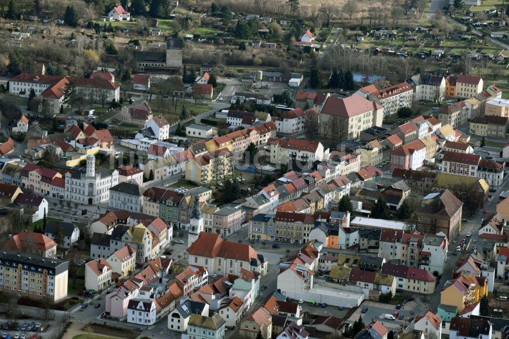 Meuselwitz von oben - Stadtzentrum im Innenstadtbereich in Meuselwitz im Bundesland Thüringen