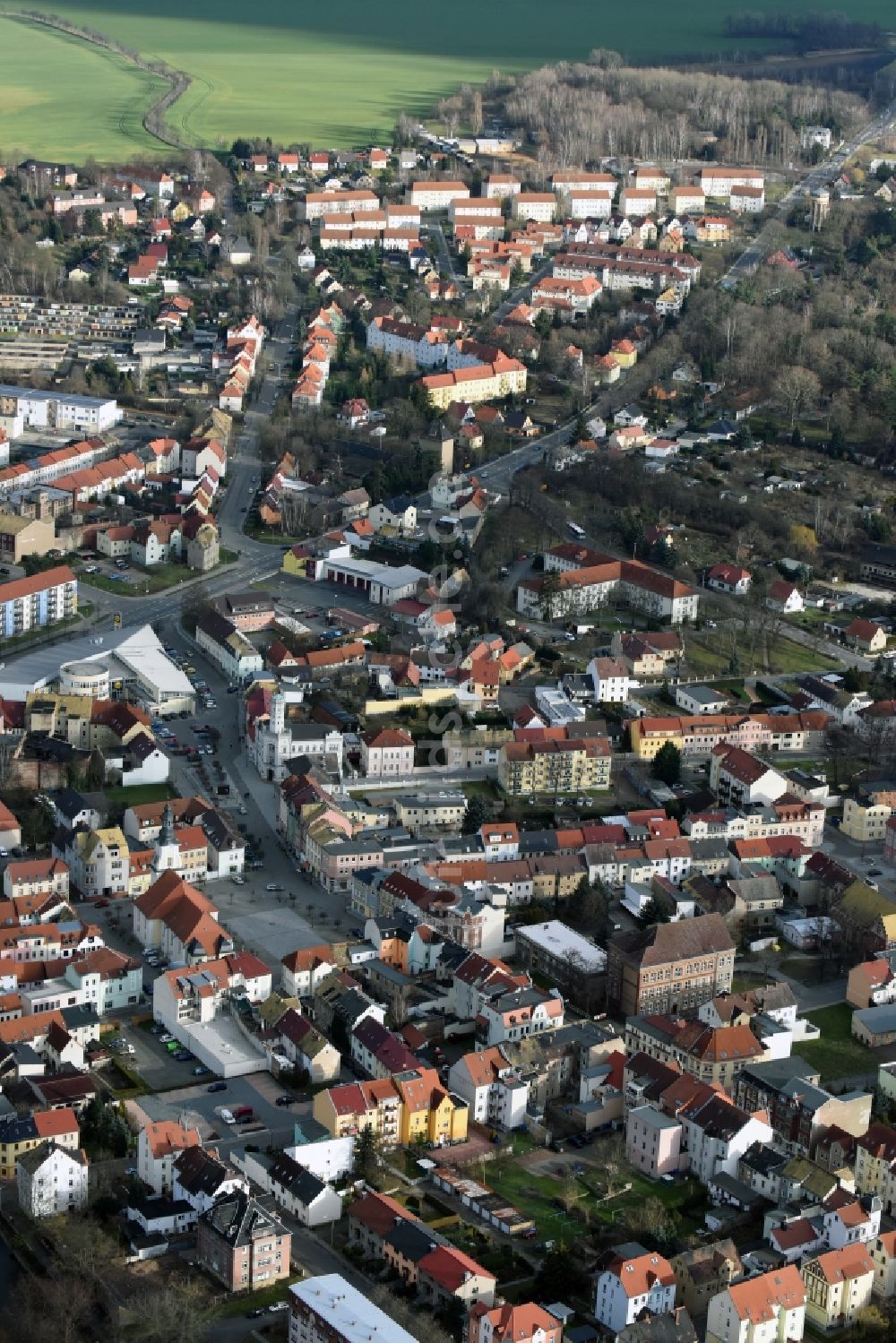 Luftbild Meuselwitz - Stadtzentrum im Innenstadtbereich in Meuselwitz im Bundesland Thüringen