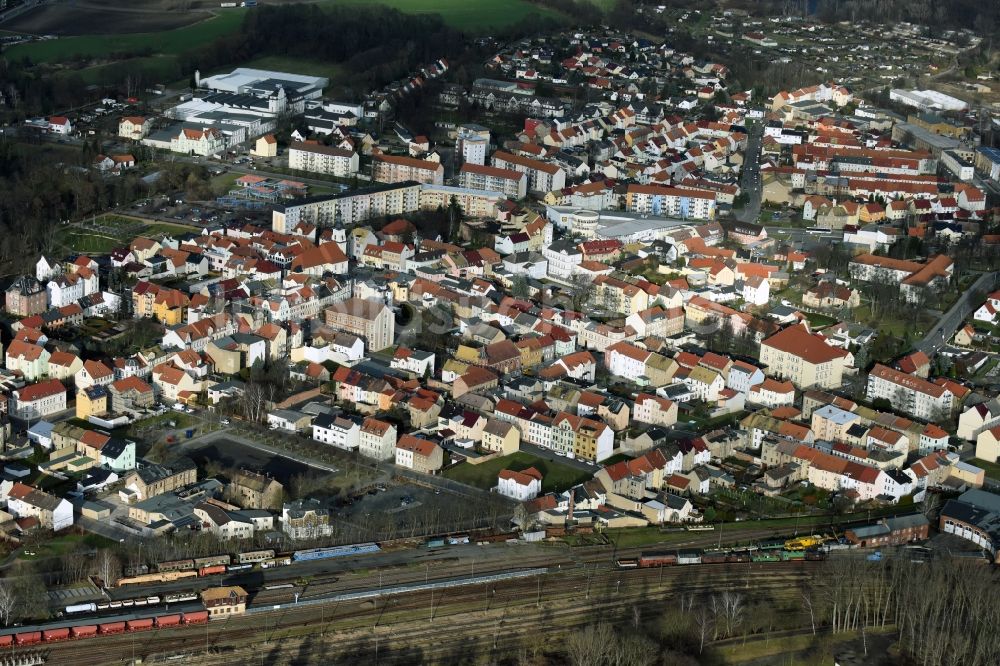 Meuselwitz von oben - Stadtzentrum im Innenstadtbereich in Meuselwitz im Bundesland Thüringen