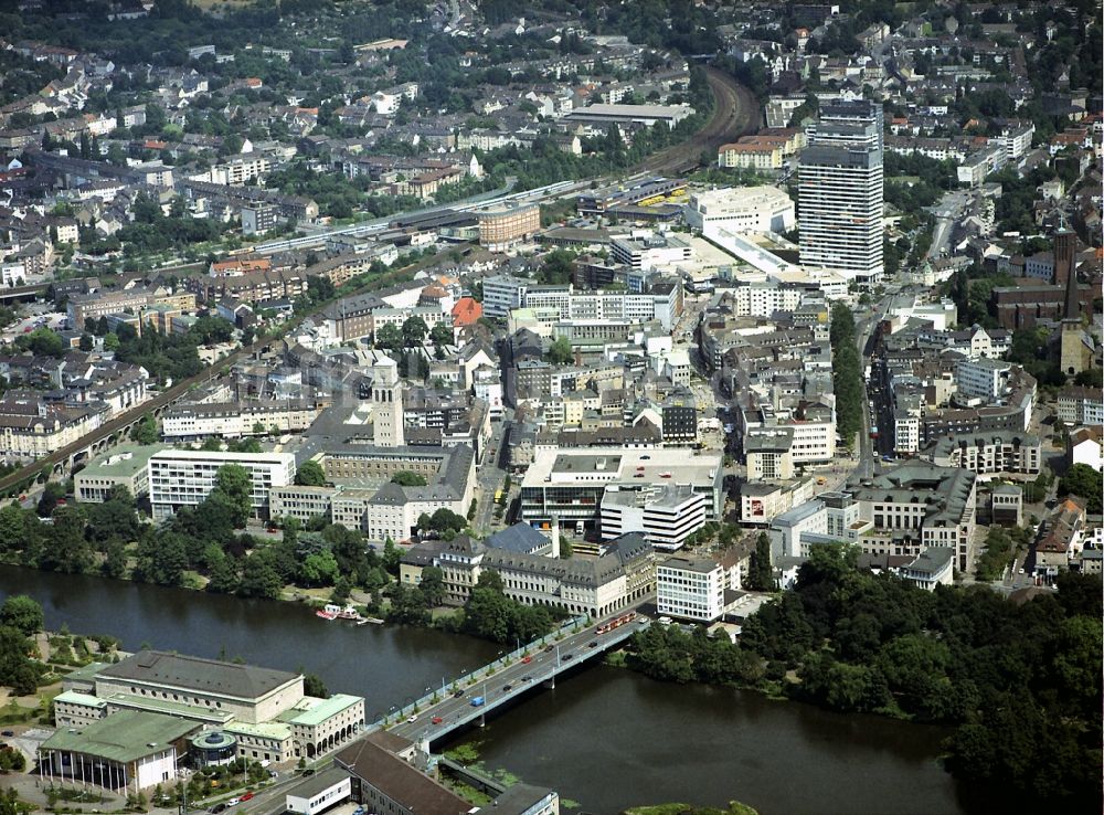 Mülheim an der Ruhr von oben - Stadtzentrum im Innenstadtbereich in Mülheim an der Ruhr im Bundesland Nordrhein-Westfalen