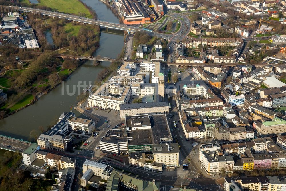 Mülheim an der Ruhr aus der Vogelperspektive: Stadtzentrum im Innenstadtbereich in Mülheim an der Ruhr im Bundesland Nordrhein-Westfalen