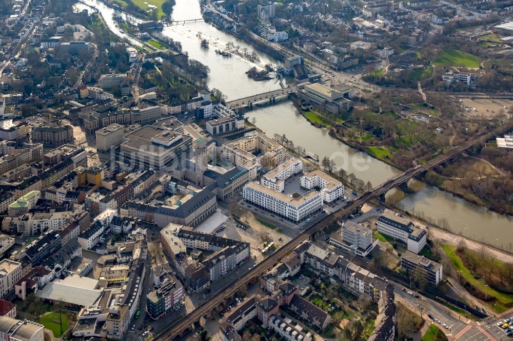 Luftaufnahme Mülheim an der Ruhr - Stadtzentrum im Innenstadtbereich in Mülheim an der Ruhr im Bundesland Nordrhein-Westfalen