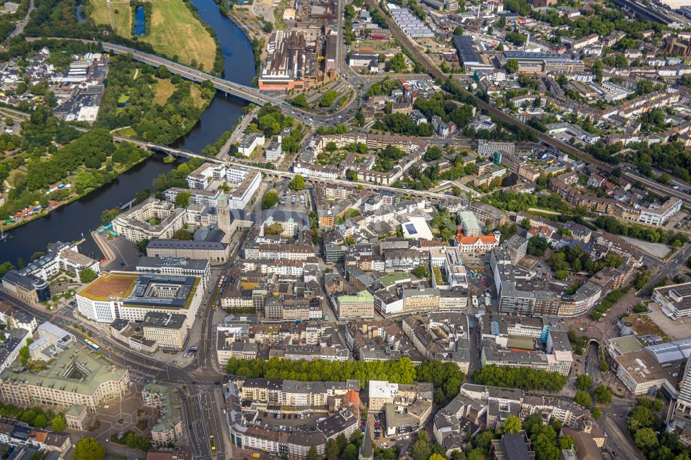 Luftbild Mülheim an der Ruhr - Stadtzentrum im Innenstadtbereich in Mülheim an der Ruhr im Bundesland Nordrhein-Westfalen, Deutschland