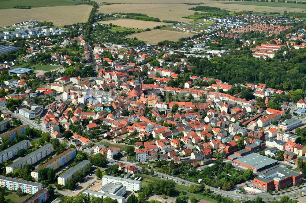 Luftaufnahme Nauen - Stadtzentrum im Innenstadtbereich in Nauen im Bundesland Brandenburg, Deutschland