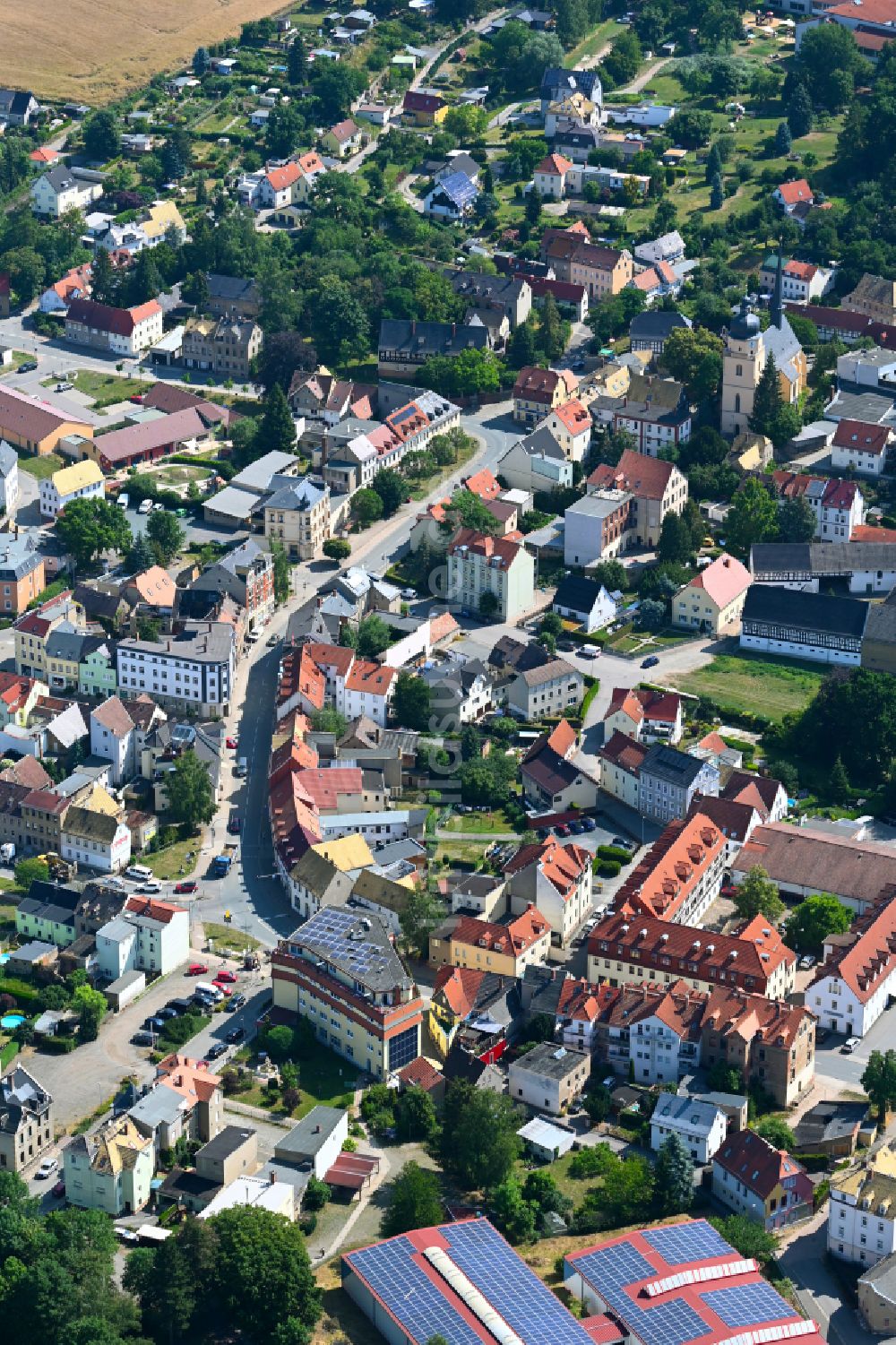 Nörditz von oben - Stadtzentrum im Innenstadtbereich in Nörditz im Bundesland Thüringen, Deutschland