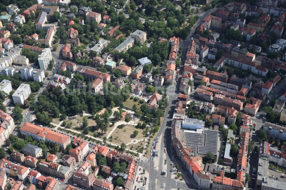 Nürnberg von oben - Stadtzentrum im Innenstadtbereich in Nürnberg im Bundesland Bayern