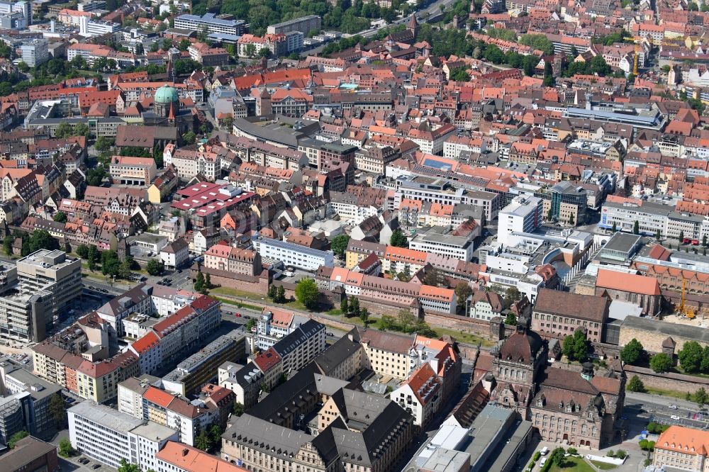 Luftaufnahme Nürnberg - Stadtzentrum im Innenstadtbereich in Nürnberg im Bundesland Bayern, Deutschland