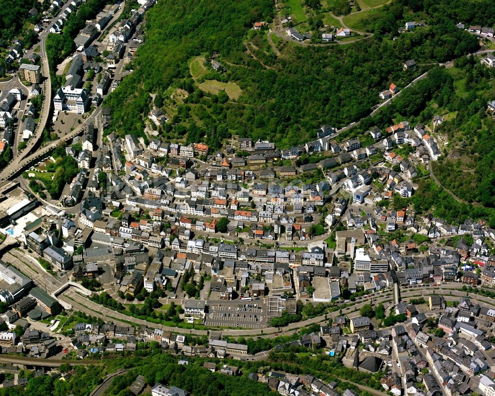 Luftaufnahme Oberstein - Stadtzentrum im Innenstadtbereich in Oberstein im Bundesland Rheinland-Pfalz, Deutschland