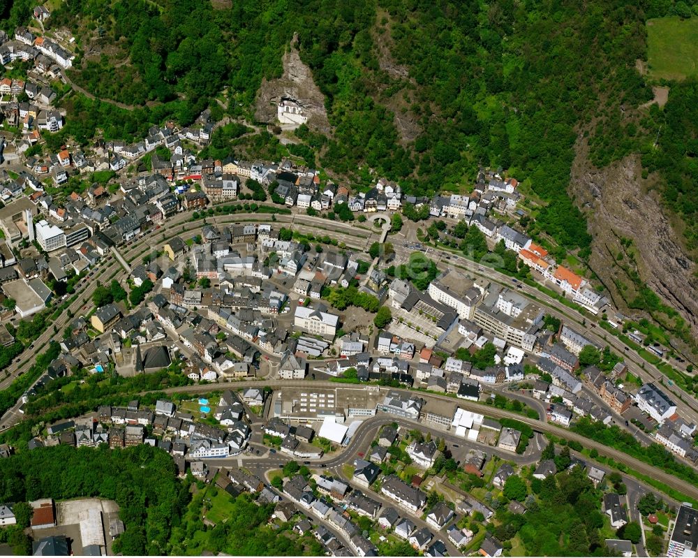 Oberstein von oben - Stadtzentrum im Innenstadtbereich in Oberstein im Bundesland Rheinland-Pfalz, Deutschland