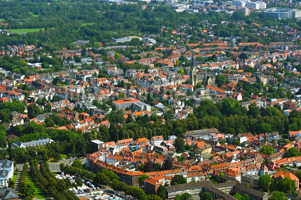 Luftaufnahme Münster - Stadtzentrum im Innenstadtbereich im Ortsteil Altstadt in Münster im Bundesland Nordrhein-Westfalen, Deutschland