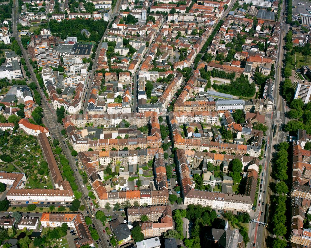 Oststadt von oben - Stadtzentrum im Innenstadtbereich in Oststadt im Bundesland Baden-Württemberg, Deutschland