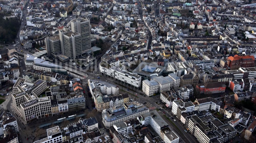 Luftaufnahme Bonn - Stadtzentrum im Innenstadtbereich an der Oxfordstraße im Ortsteil Zentrum in Bonn im Bundesland Nordrhein-Westfalen, Deutschland