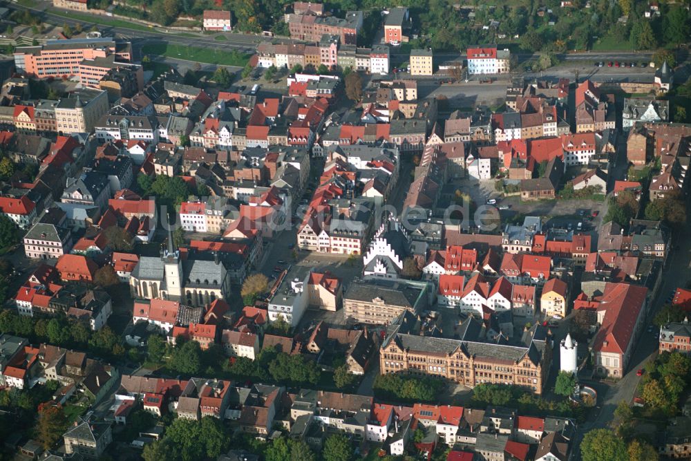 Pößneck aus der Vogelperspektive: Stadtzentrum im Innenstadtbereich in Pößneck im Bundesland Thüringen, Deutschland