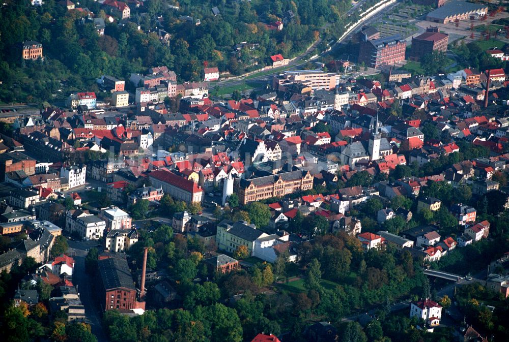 Luftaufnahme Pößneck - Stadtzentrum im Innenstadtbereich in Pößneck im Bundesland Thüringen, Deutschland