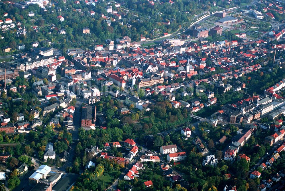 Pößneck von oben - Stadtzentrum im Innenstadtbereich in Pößneck im Bundesland Thüringen, Deutschland