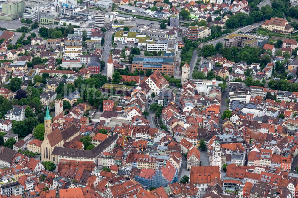 Ravensburg aus der Vogelperspektive: Stadtzentrum im Innenstadtbereich in Ravensburg im Bundesland Baden-Württemberg, Deutschland