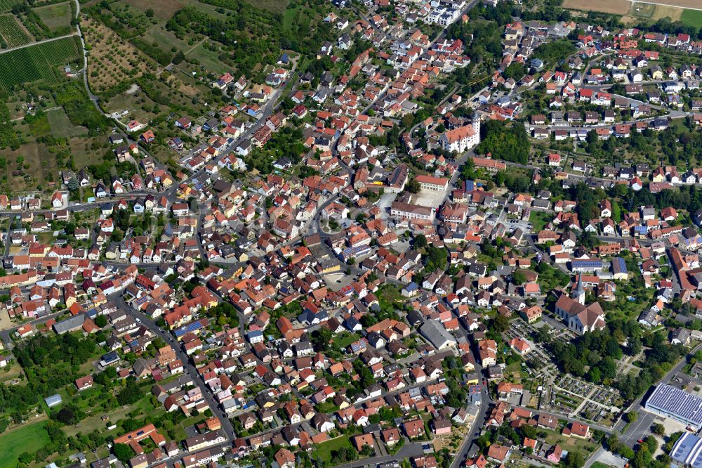 Luftaufnahme Rimpar - Stadtzentrum im Innenstadtbereich in Rimpar im Bundesland Bayern, Deutschland