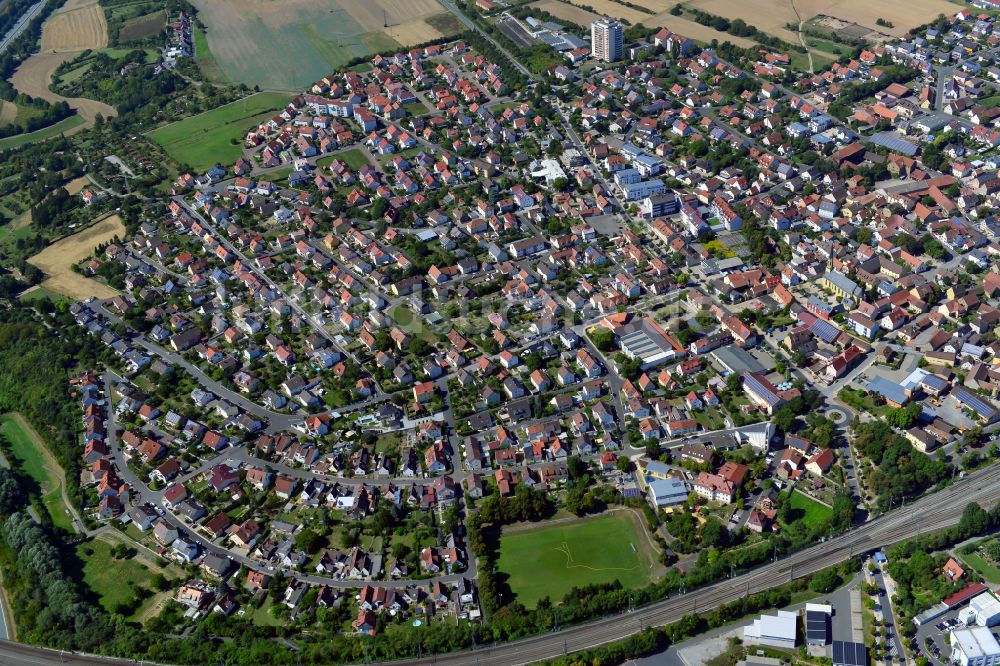 Rottendorf von oben - Stadtzentrum im Innenstadtbereich in Rottendorf im Bundesland Bayern, Deutschland