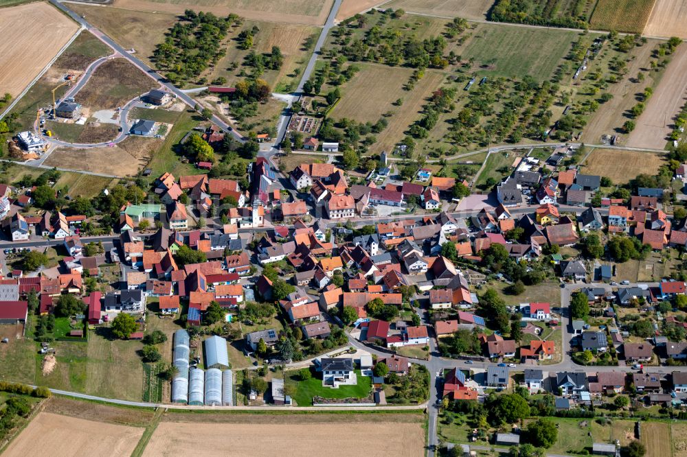 Röttbach von oben - Stadtzentrum im Innenstadtbereich in Röttbach im Bundesland Bayern, Deutschland