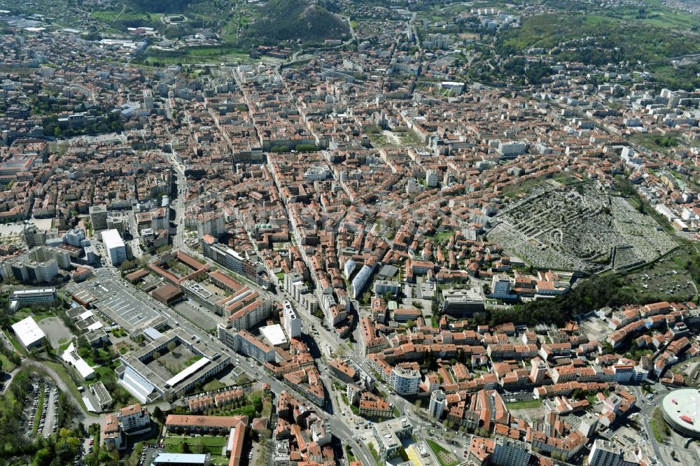 Luftaufnahme Saint-Etienne - Stadtzentrum im Innenstadtbereich in Saint-Etienne in Auvergne Rhone-Alpes, Frankreich