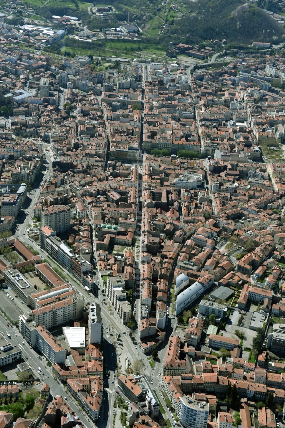 Luftbild Saint-Etienne - Stadtzentrum im Innenstadtbereich in Saint-Etienne in Auvergne Rhone-Alpes, Frankreich