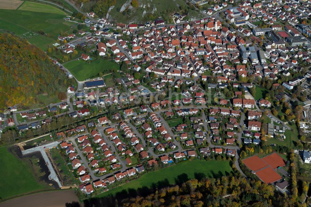 Schelklingen von oben - Stadtzentrum im Innenstadtbereich in Schelklingen im Bundesland Baden-Württemberg, Deutschland