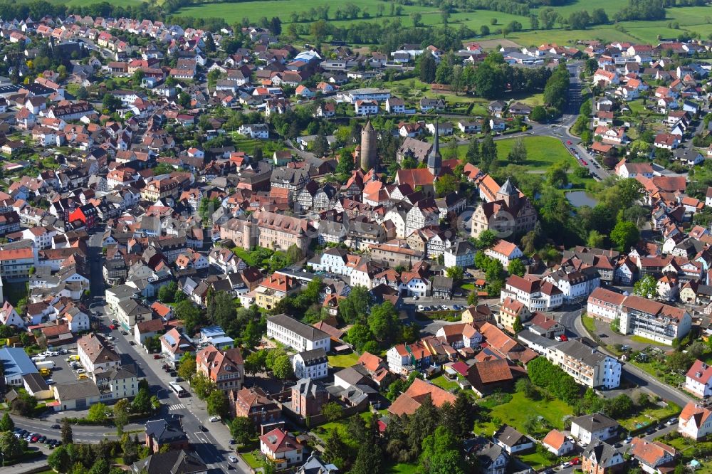 Luftaufnahme Schlitz - Stadtzentrum im Innenstadtbereich in Schlitz im Bundesland Hessen, Deutschland