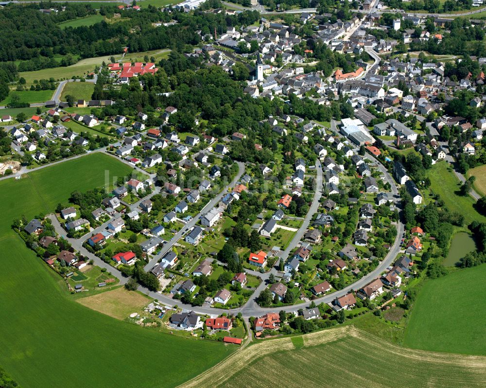 Schwarzenbach an der Saale aus der Vogelperspektive: Stadtzentrum im Innenstadtbereich in Schwarzenbach an der Saale im Bundesland Bayern, Deutschland