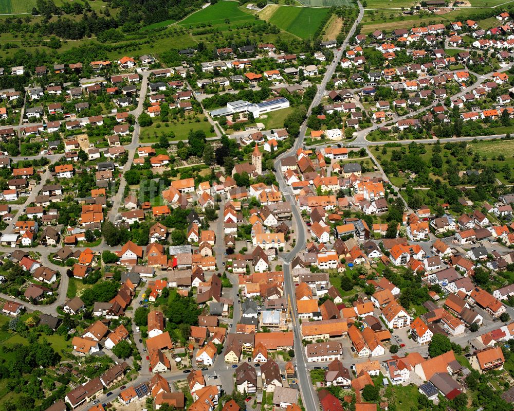 Simmozheim von oben - Stadtzentrum im Innenstadtbereich in Simmozheim im Bundesland Baden-Württemberg, Deutschland