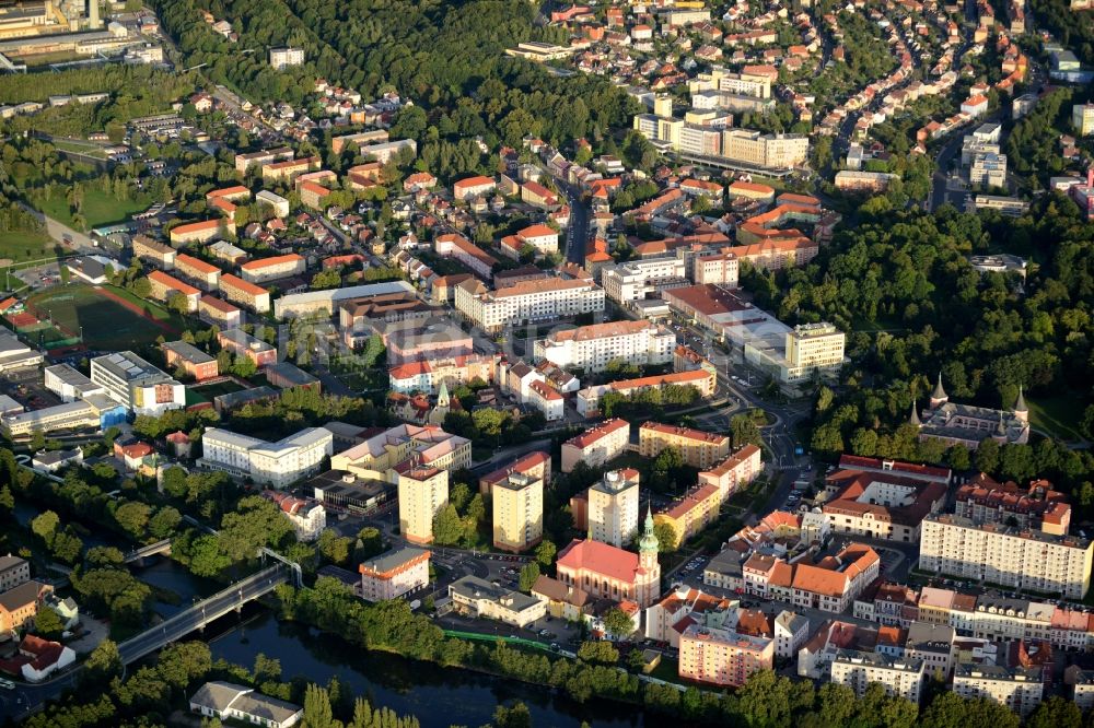 Sokolov von oben - Stadtzentrum im Innenstadtbereich in Sokolov in Tschechische Republik