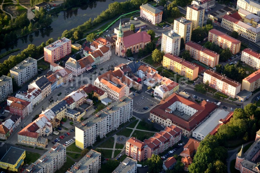 Sokolov von oben - Stadtzentrum im Innenstadtbereich in Sokolov in Tschechische Republik