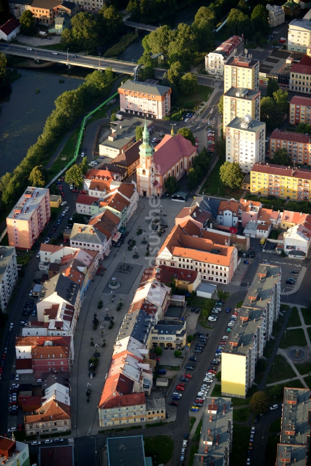 Luftbild Sokolov - Stadtzentrum im Innenstadtbereich in Sokolov in Tschechische Republik