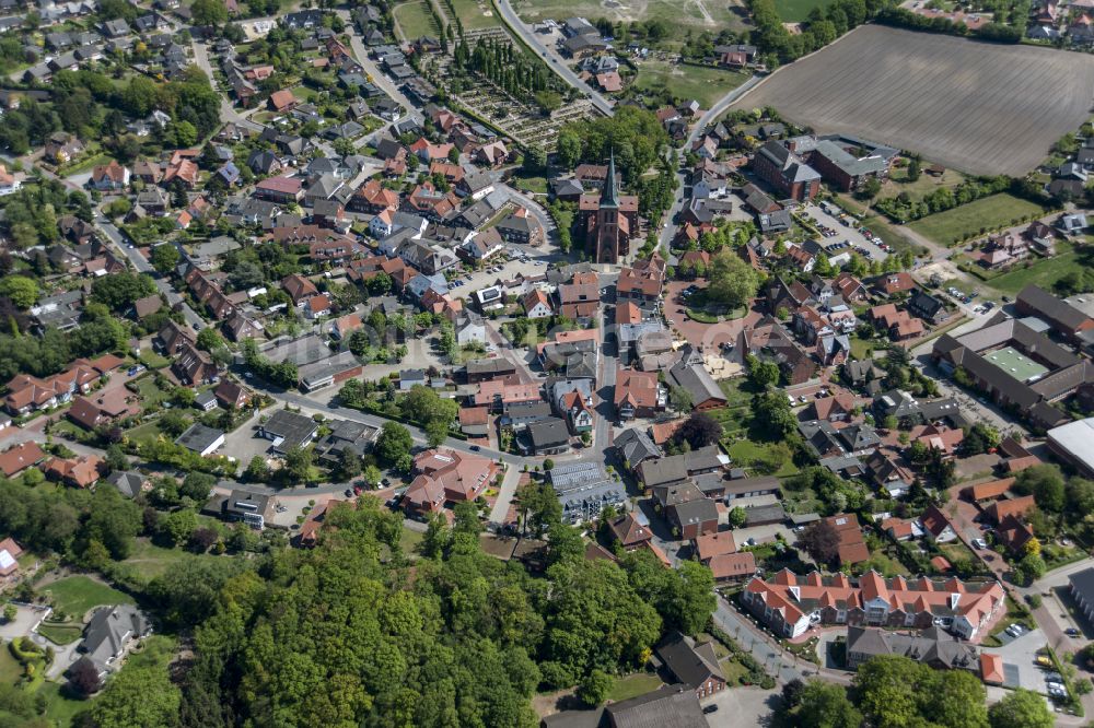 Luftaufnahme Steinfeld (Oldenburg) - Stadtzentrum im Innenstadtbereich in Steinfeld (Oldenburg) im Bundesland Niedersachsen, Deutschland