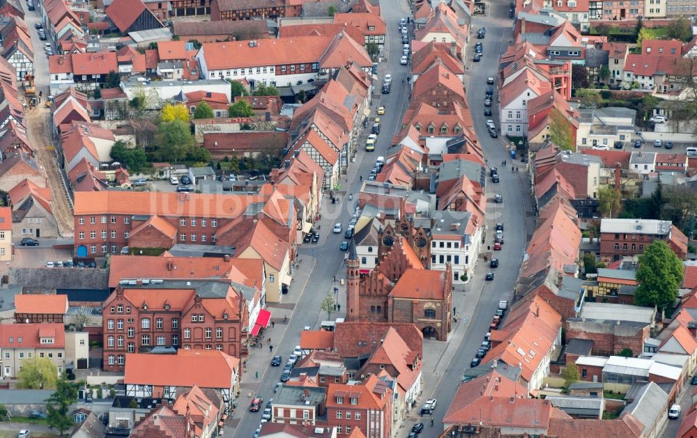 Tangermünde von oben - Stadtzentrum im Innenstadtbereich in Tangermünde im Bundesland Sachsen-Anhalt