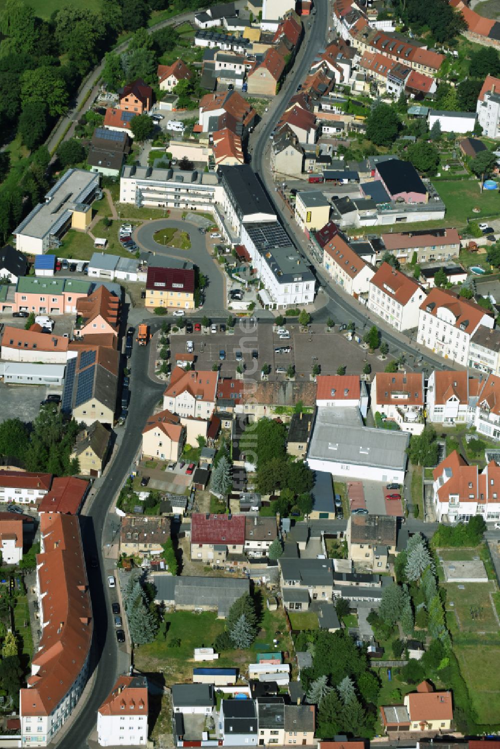 Luftaufnahme Taucha - Stadtzentrum im Innenstadtbereich in Taucha im Bundesland Sachsen, Deutschland