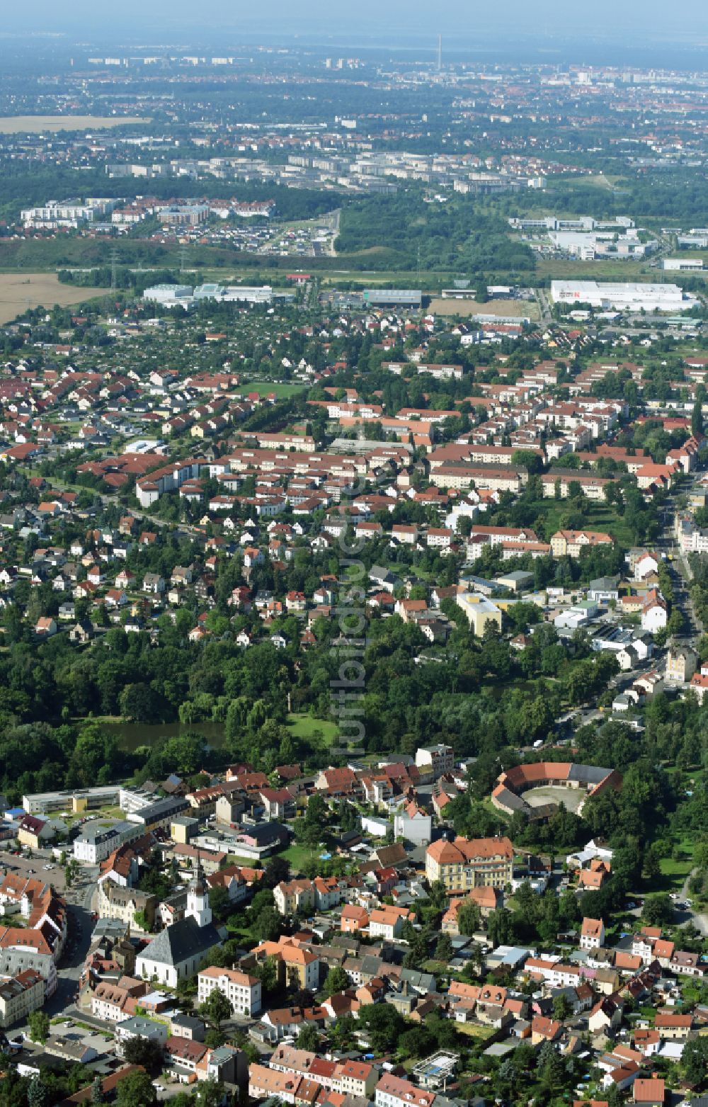 Luftaufnahme Taucha - Stadtzentrum im Innenstadtbereich in Taucha im Bundesland Sachsen, Deutschland