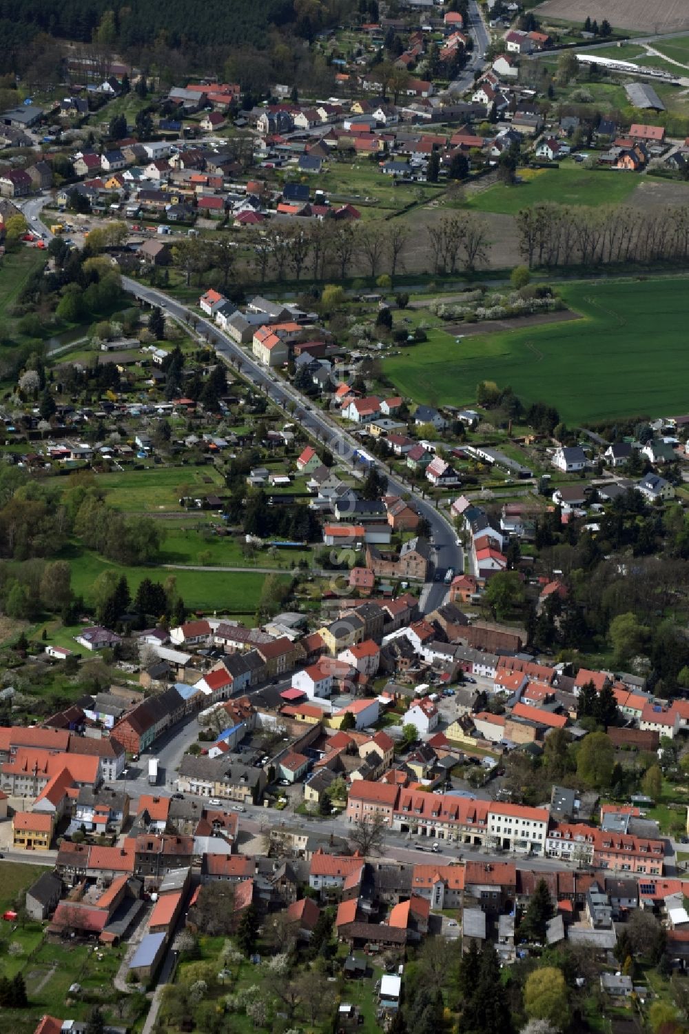 Trebbin von oben - Stadtzentrum im Innenstadtbereich in Trebbin im Bundesland Brandenburg