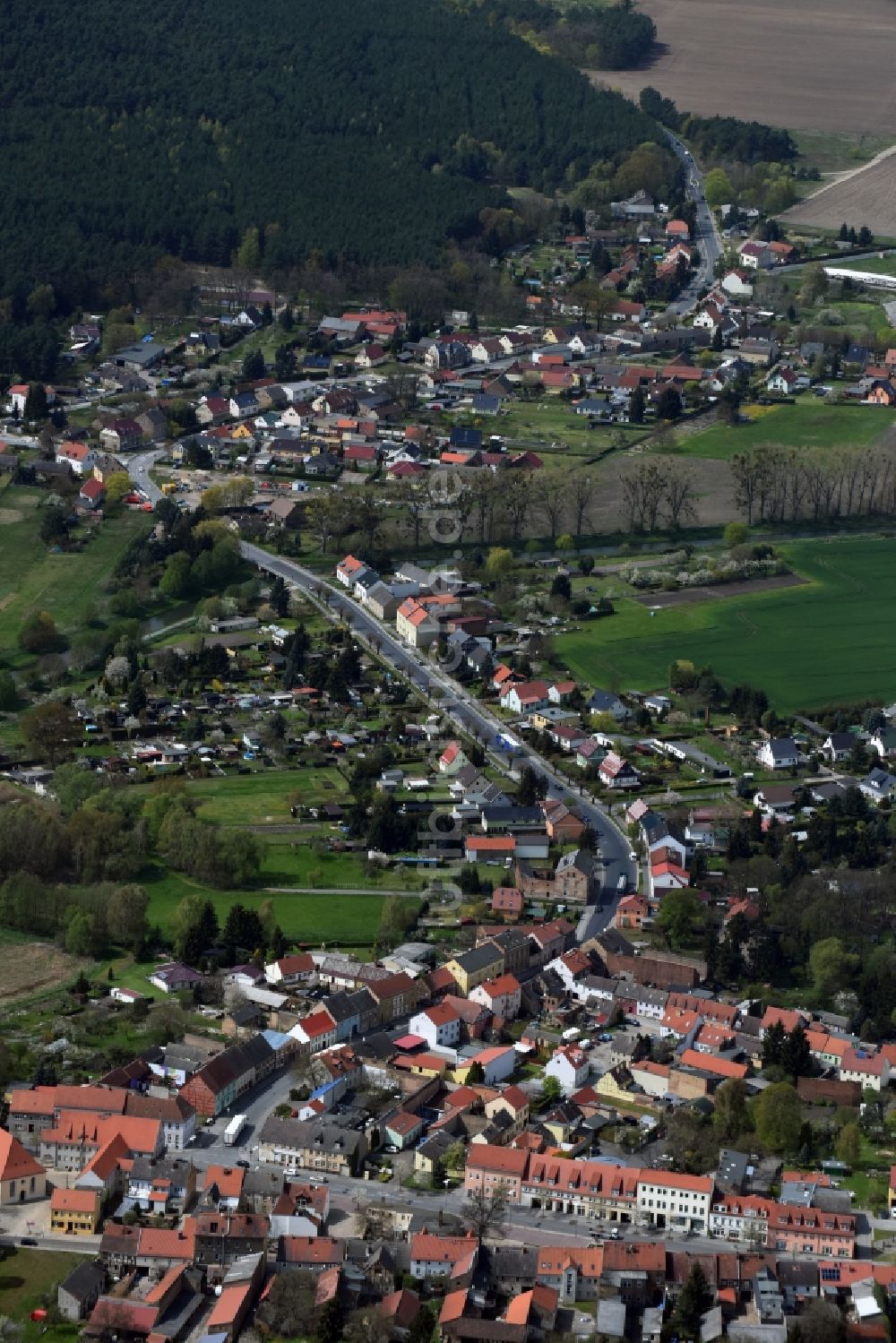 Trebbin aus der Vogelperspektive: Stadtzentrum im Innenstadtbereich in Trebbin im Bundesland Brandenburg