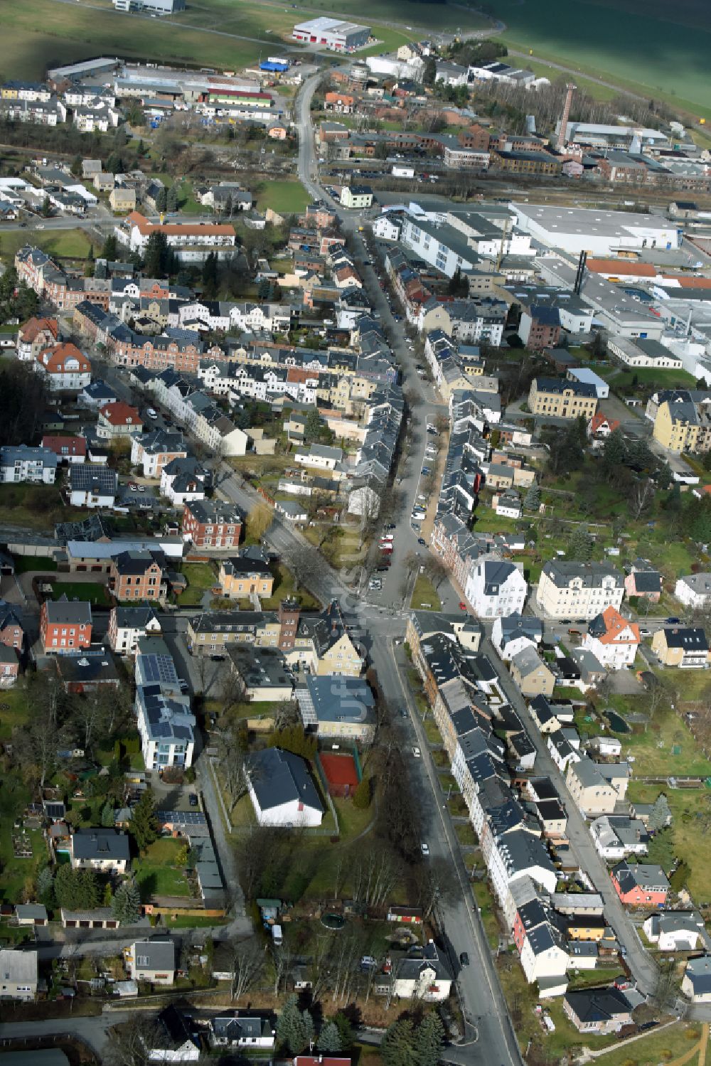 Luftaufnahme Treuen - Stadtzentrum im Innenstadtbereich in Treuen im Bundesland Sachsen, Deutschland