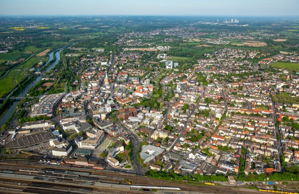 Luftbild Hamm - Stadtzentrum im Innenstadtbereich am Ufer des Flußverlaufes Lippe in Hamm im Bundesland Nordrhein-Westfalen