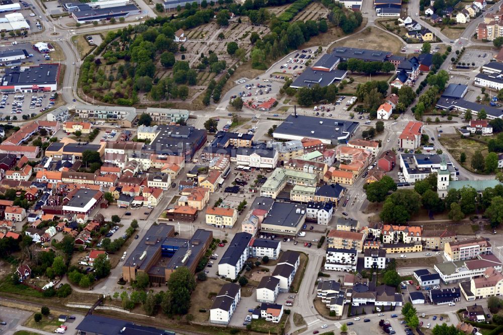 Vimmerby von oben - Stadtzentrum im Innenstadtbereich in Vimmerby in Kalmar län, Schweden