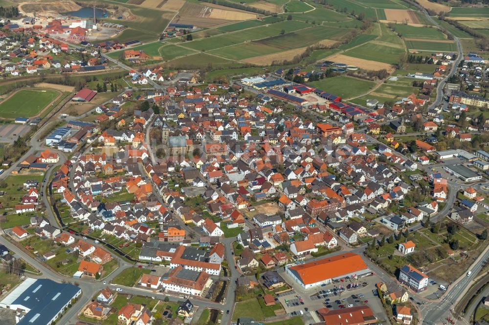 Volkmarsen von oben - Stadtzentrum im Innenstadtbereich in Volkmarsen im Bundesland Hessen, Deutschland