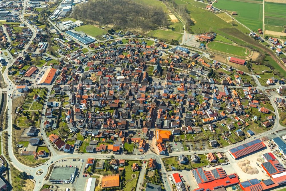 Luftaufnahme Volkmarsen - Stadtzentrum im Innenstadtbereich in Volkmarsen im Bundesland Hessen, Deutschland