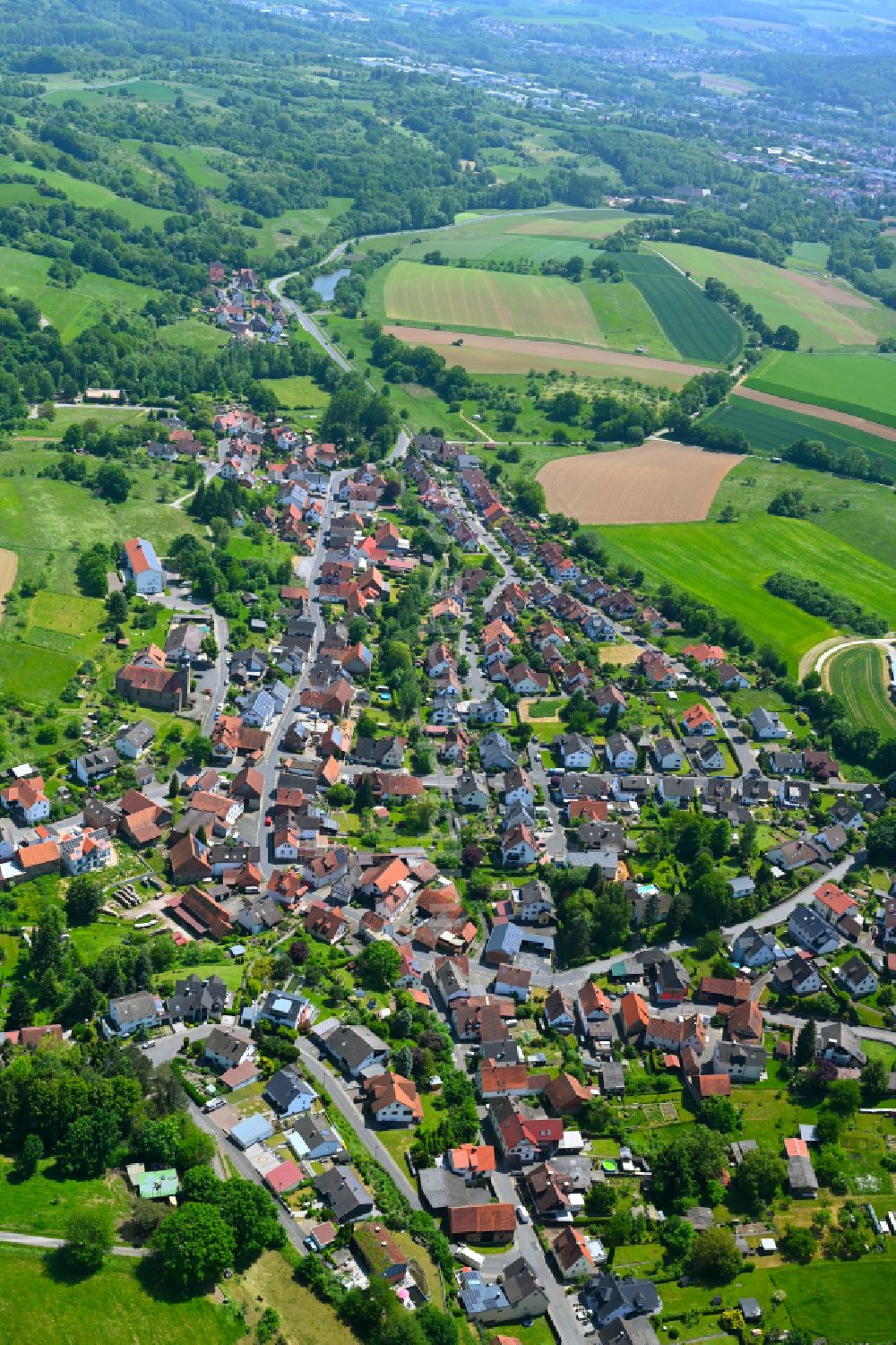 Wenighösbach von oben - Stadtzentrum im Innenstadtbereich in Wenighösbach im Bundesland Bayern, Deutschland