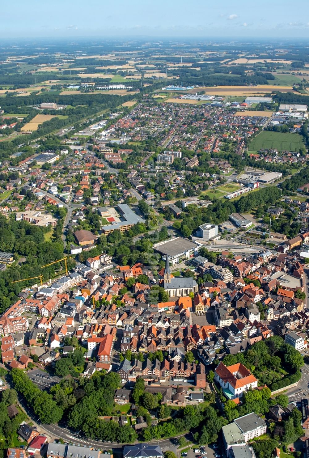 Werne von oben - Stadtzentrum im Innenstadtbereich in Werne im Bundesland Nordrhein-Westfalen