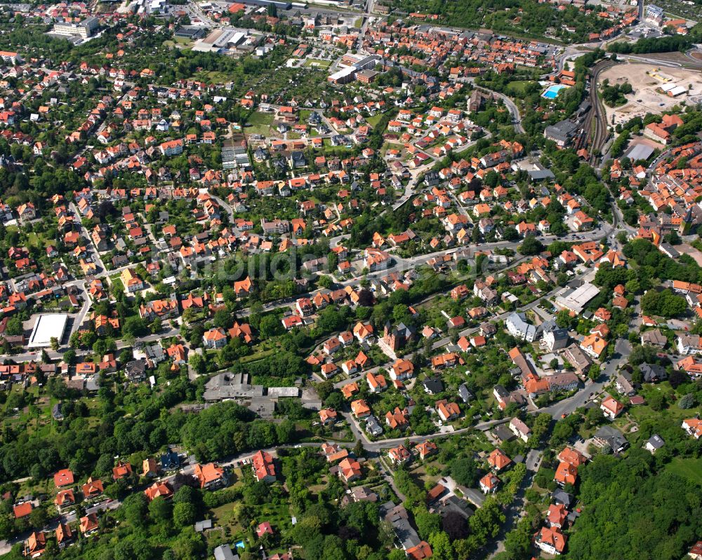 Wernigerode von oben - Stadtzentrum im Innenstadtbereich in Wernigerode im Bundesland Sachsen-Anhalt, Deutschland