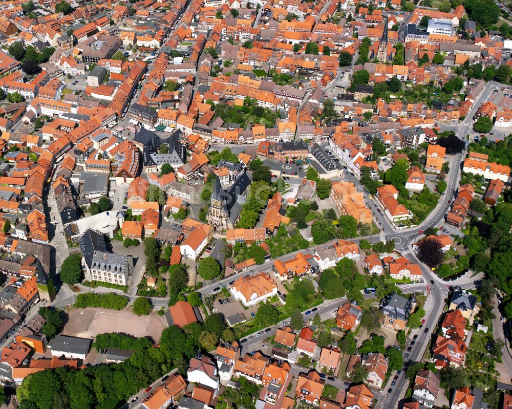 Wernigerode von oben - Stadtzentrum im Innenstadtbereich in Wernigerode im Bundesland Sachsen-Anhalt, Deutschland