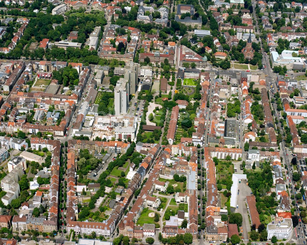 Luftaufnahme Weststadt - Stadtzentrum im Innenstadtbereich in Weststadt im Bundesland Baden-Württemberg, Deutschland