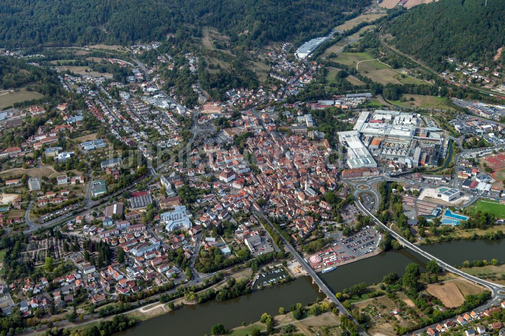 Wombach von oben - Stadtzentrum im Innenstadtbereich in Wombach im Bundesland Bayern, Deutschland